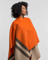 Alicia Adams Alpaca Olsen Cape, alpaca poncho cape for women, alpaca poncho womens, alpaca wrap, firecracker, light taupe and dark taupe alpaca cape