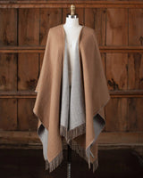 Alicia Adams Alpaca Reversible Blanket Cape, alpaca poncho cape for women, alpaca poncho, alpaca poncho womens, camel and light grey alpaca cape