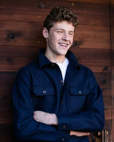 alicia adams alpaca osborne jacket, mens alpaca shirt jacket, alpaca outerwear for men, alpaca jacket, navy blue mens alpaca shirt jacket