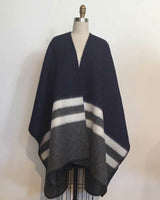 Alicia Adams Alpaca Olsen Cape, alpaca poncho cape for women, alpaca poncho womens, alpaca wrap, navy, dark grey and ivory alpaca cape