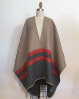 Alicia Adams Alpaca Olsen Cape, alpaca poncho cape for women, alpaca poncho womens, alpaca wrap, taupe, dark grey and paprika alpaca cape