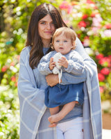 Alica Adams Alpaca Graydon Blanket Cape, alpaca poncho cape for women, alpaca poncho womens, alpaca wrap, chambray and denim blue alpaca cape