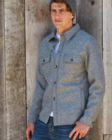 alicia adams alpaca osborne jacket, mens alpaca shirt jacket, alpaca outerwear for men, alpaca jacket, dark grey mens alpaca shirt jacket