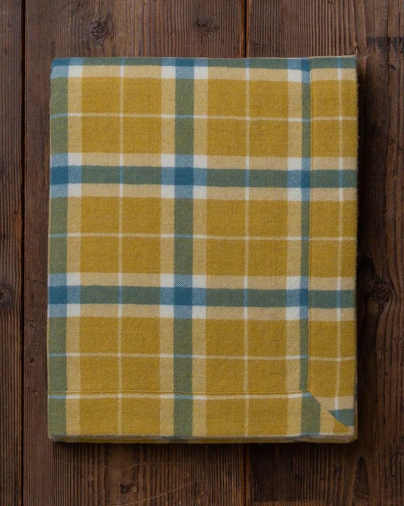 alicia adams alpaca aberdeen throw, plaid alpaca throw blanket, alpaca throw, fair trade alpaca bedding, french yellow and teal plaid alpaca throw
