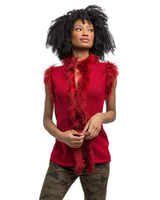 Alicia Adams Alpaca Fur Trimmed Vest, alpaca fur vest, 100 baby alpaca, alpaca sweater, alpaca sweaters womens, red alpaca fur trimmed vest