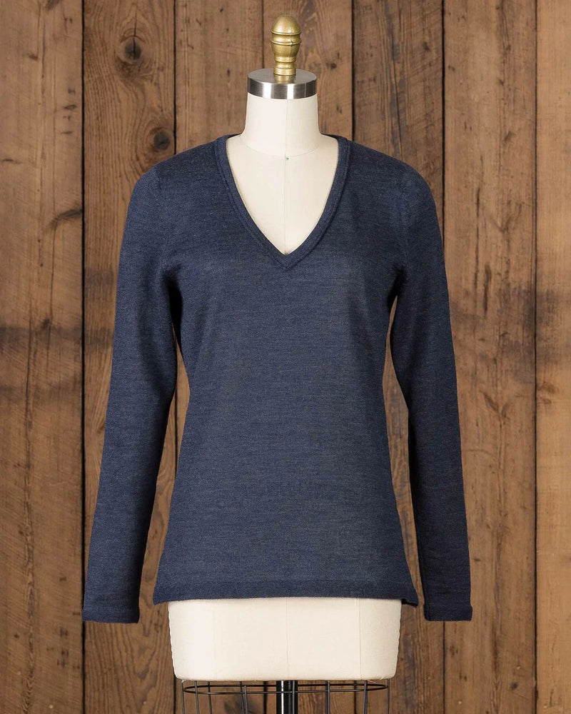 Alicia adams alpaca v neck sweater, womens v neck alpaca sweater, alpaca sweater for women, womens alpaca pullover, navy melange alpaca v neck sweater
