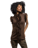 Alicia Adams Alpaca Fur Trimmed Vest, alpaca fur vest, 100 baby alpaca, alpaca sweater, alpaca sweaters womens, chocolate alpaca fur trimmed vest