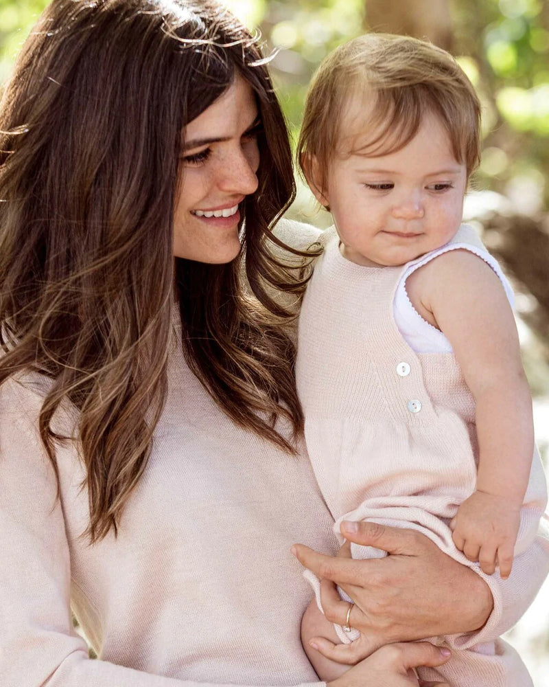 Alicia Adams Alpaca Niki Overalls, alpaca baby clothes, alpaca clothing, alpaca clothing kids, alpaca vs cashmere, pink powder alpaca overalls