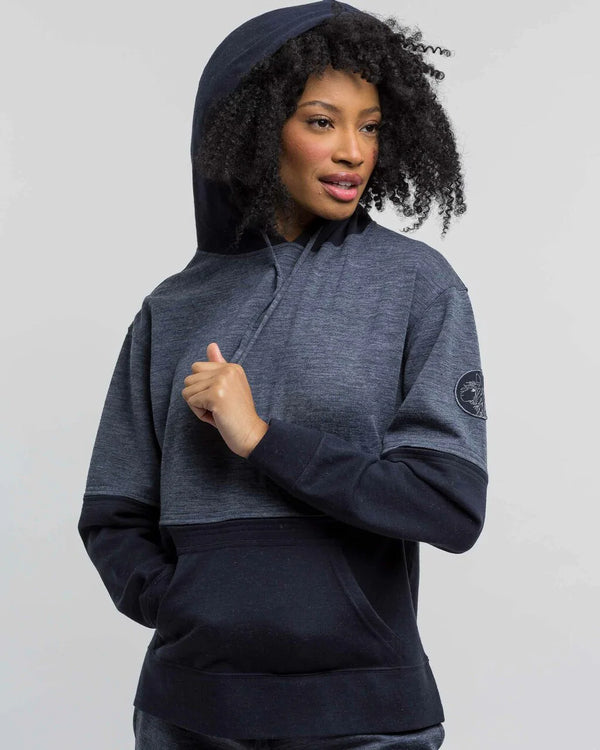 alicia adams alpaca hoodie for women, alpaca women's clothing, alpaca sweatshirt, alpaca clothing, alpaca vs cashmere, denim blue and navy alpaca sweatshirt