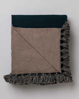 Alicia Adams Alpaca Sydney Blanket, pompom alpaca king bed blanket, alpaca throw blanket, 100 alpaca blanket, spruce and light taupe alpaca blanket