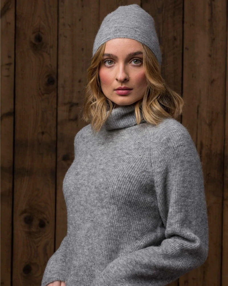 Alicia Adams Alpaca Blaine Hat, alpaca hat, alpaca beanie hat, alpaca hat mens, alpaca vs cashmere, light grey alpaca beanie hat