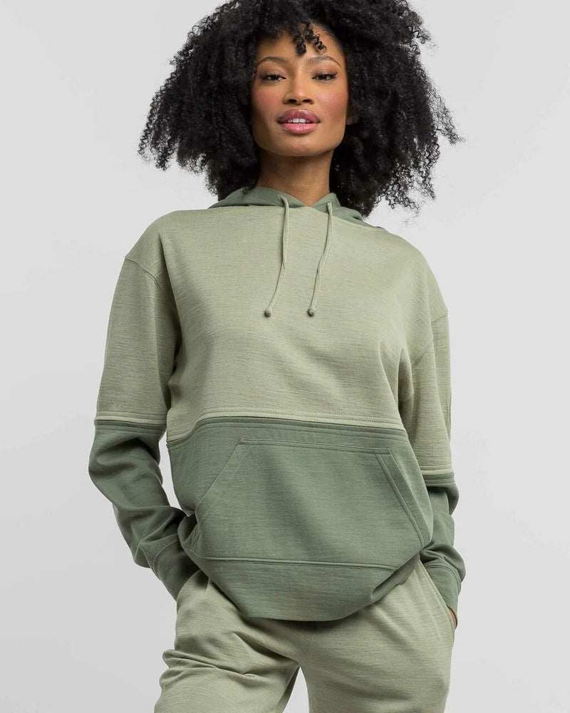 alicia adams alpaca hoodie for women, alpaca women's clothing, alpaca sweatshirt, alpaca clothing, alpaca vs cashmere, light sage and sage alpaca sweatshirt