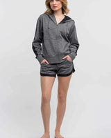 Alicia Adams Alpaca Lounge Shorts, alpaca clothing, alpaca lounge shorts , alpaca sweater shorts, alpaca clothing women's, dark grey and black alpaca lounge shorts