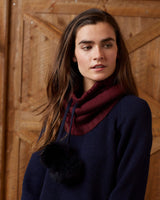 Alicia Adams Alpaca Alpina Snood, alpaca scarf, alpaca accessories, alpaca gifts, baby alpaca scarf, alpaca vs cashmere, bordeaux and navy alpina snood