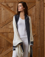 Alicia Adams Alpaca Alassio Wrap,  100 baby alpaca wrap, lightweight alpaca wrap, alpaca wrap, all fair-trade made, alpaca vs cashmere, navy and ivory alpaca wrap
