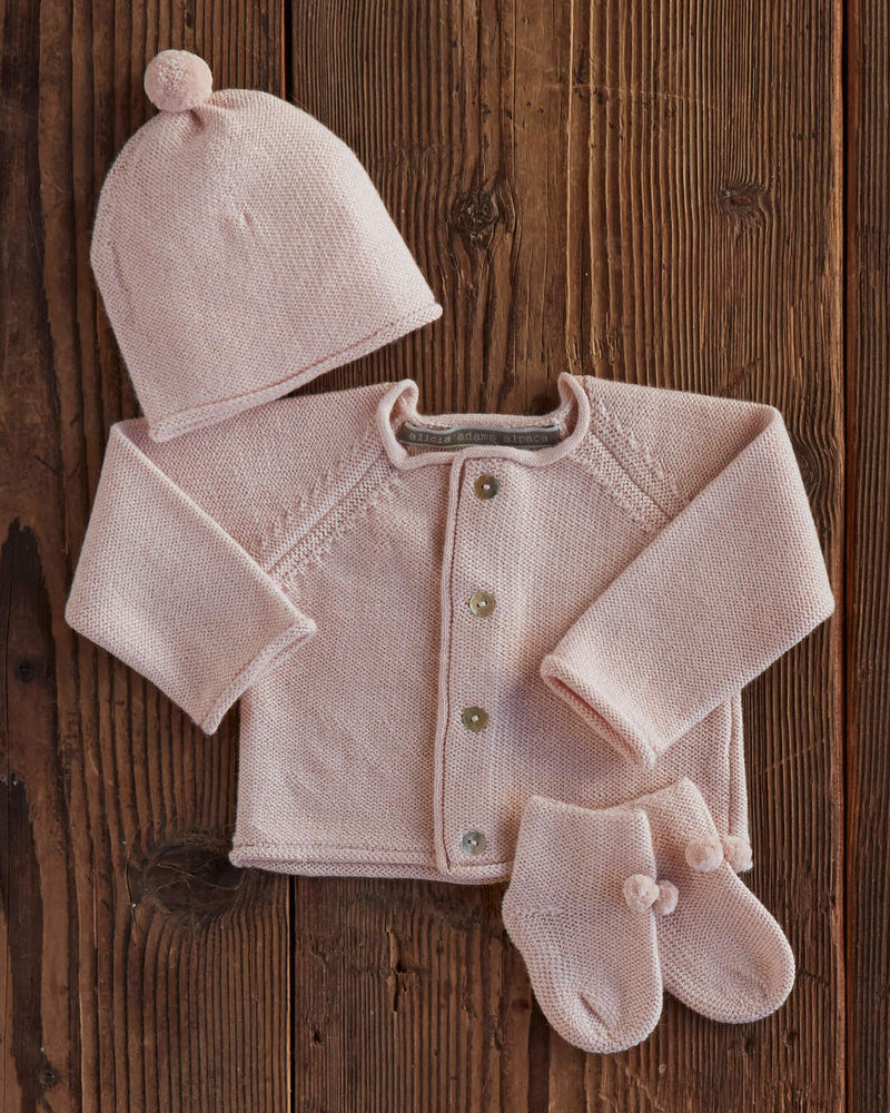 Alicia Adams Alpaca Newborn Set, alpaca gifts, alpaca baby clothes, alpaca hat, baby alpaca sweater, alpaca clothing, pink powder alpaca newborn set