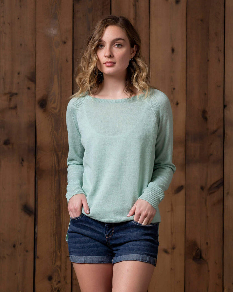 alicia adams alpaca brooke sweater, womens alpaca sweater, 100 alpaca sweater for women, lightweight alpaca sweater, mint green womens alpaca sweater