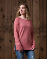 alicia adams alpaca brooke sweater, womens alpaca sweater, 100 alpaca sweater for women, lightweight alpaca sweater, cayenne pink womens alpaca sweater