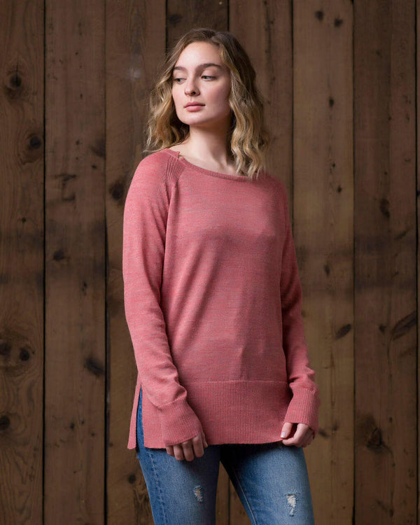 alicia adams alpaca brooke sweater, womens alpaca sweater, 100 alpaca sweater for women, lightweight alpaca sweater, cayenne pink womens alpaca sweater
