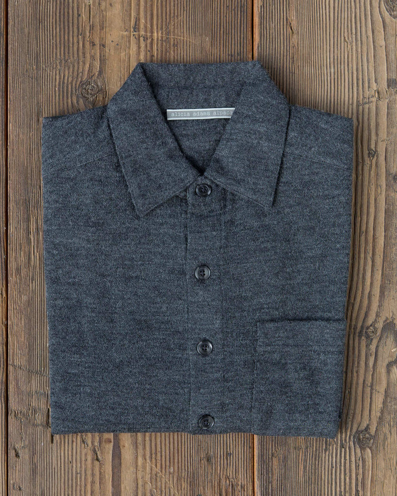 Alicia Adams Alpaca Knit Button Down Shirt, alpaca clothing mens, alpaca shirt, alpaca clothing, alpaca sweater, navy blue alpaca knit shirt