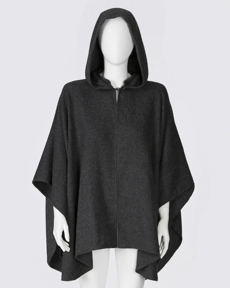 Alicia Adams Alpaca Mao Cape, alpaca poncho cape for women, alpaca poncho, alpaca clothing, alpaca cape, alpaca vs cashmere, charcoal grey alpaca cape