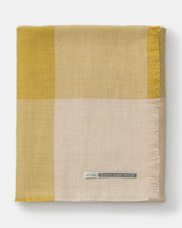 alicia adams alpaca mykonos throw, baby alpaca throw blanket,  fair trade alpaca throw,  alpaca vs cashmere, ecru and french yellow baby alpaca throw blanket
