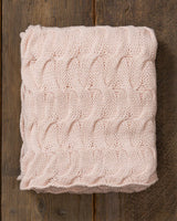 Alicia Adams Alpaca Everglades Throw, cable knit alpaca throw blanket, alpaca throw, fair trade alpaca bedding, pink powder alpaca throw