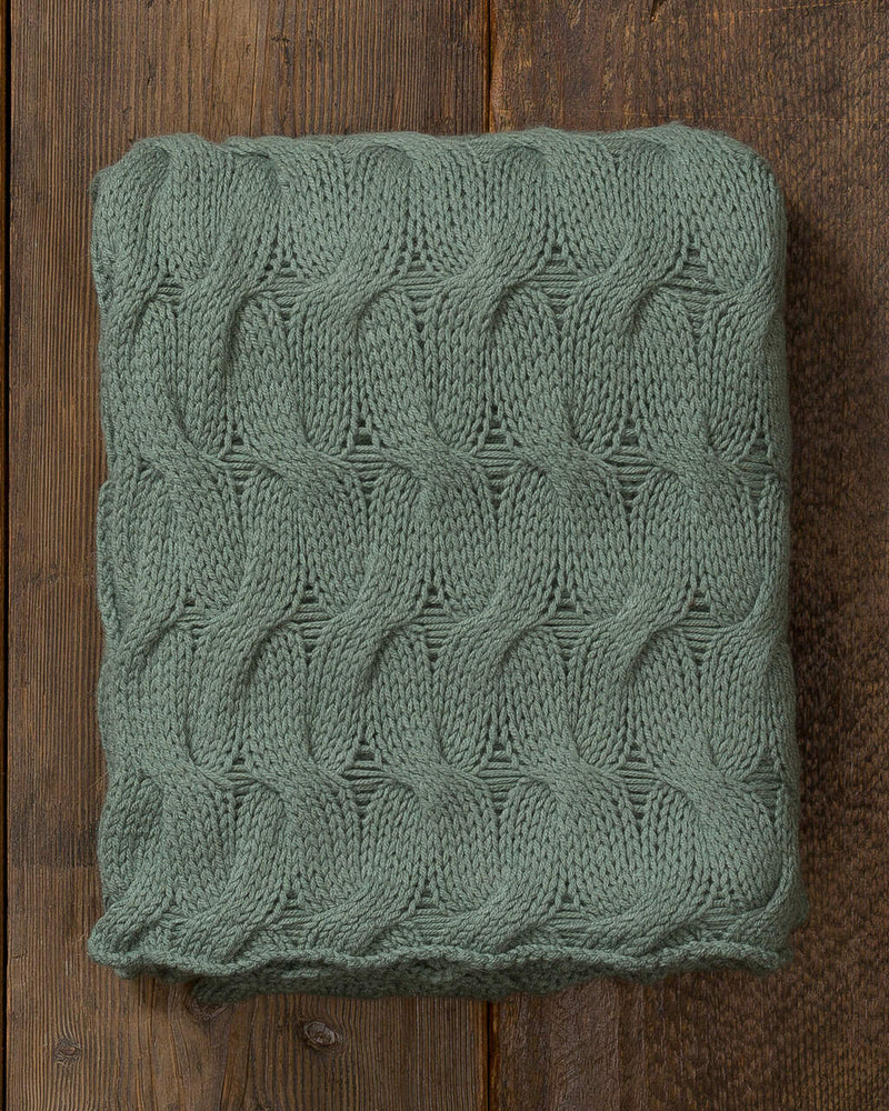 Alicia Adams Alpaca Everglades Throw, cable knit alpaca throw blanket, alpaca throw, fair trade alpaca bedding, sage green alpaca throw
