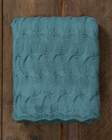 Alicia Adams Alpaca Everglades Throw, cable knit alpaca throw blanket, alpaca throw, fair trade alpaca bedding, teal blue alpaca throw