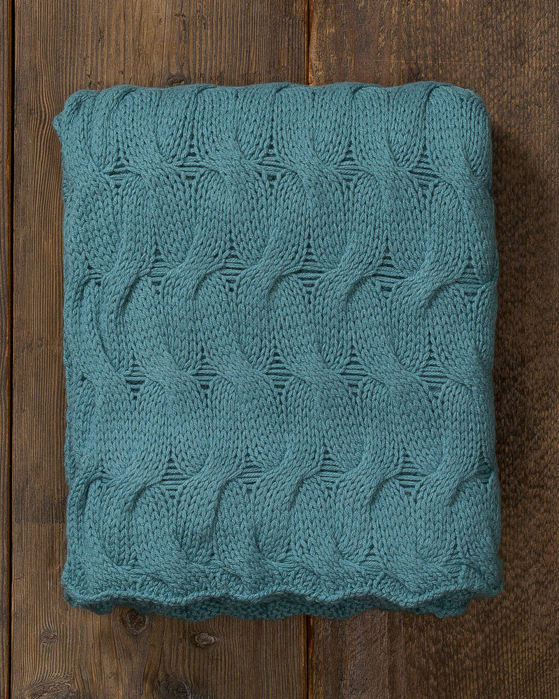 Alicia Adams Alpaca Everglades Throw, cable knit alpaca throw blanket, alpaca throw, fair trade alpaca bedding, teal blue alpaca throw