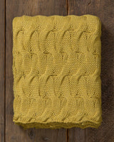 Alicia Adams Alpaca Everglades Throw, cable knit alpaca throw blanket, alpaca throw, fair trade alpaca bedding, french yellow alpaca throw