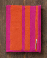 Alicia Adams Alpaca Malibu Throw, lightweight alpaca throw blanket, alpaca throw, alpaca vs cashmere, firecracker orange and shocking pink striped alpaca throw