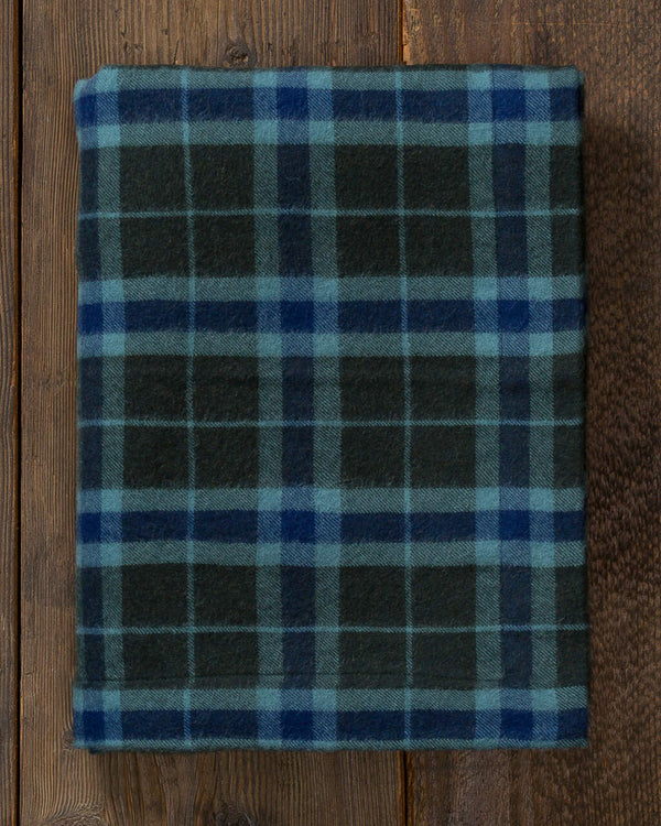 alicia adams alpaca aberdeen throw, plaid alpaca throw blanket, alpaca throw, fair trade alpaca bedding, velvet green and indigo blue plaid alpaca throw