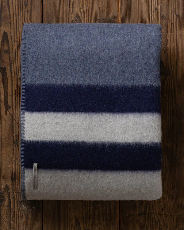 Alicia adams alpaca king blanket, alpaca blanket, baby alpaca throw blanket, alpaca throw, alpaca vs cashmere, denim blue-light grey-navy alpaca blanket