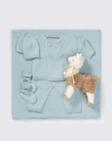 Alicia Adams Alpaca Cria Baby Set, alpaca gifts, alpaca baby clothes, alpaca hat, baby alpaca sweater, alpaca clothing, light blue alpaca baby clothing set