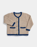 Alicia Adams Alpaca Salzburg Cardigan, alpaca baby clothes, alpaca sweater, baby alpaca sweater, alpaca clothing, sand and blue alpaca sweater