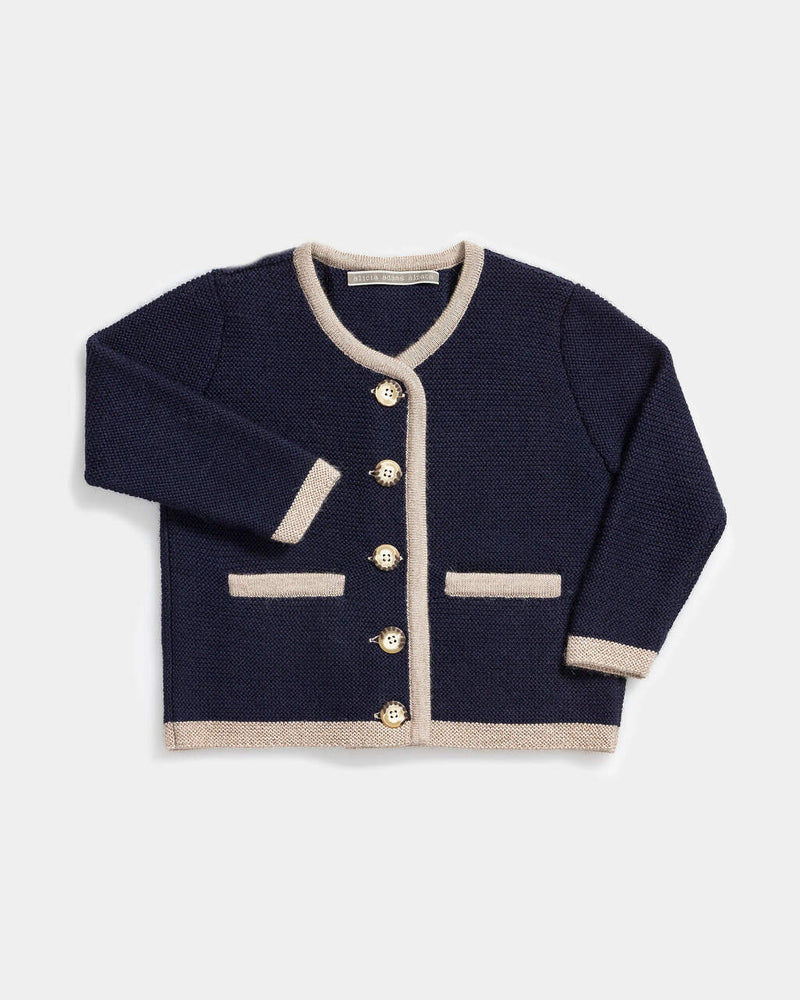Alicia Adams Alpaca Salzburg Cardigan, alpaca baby clothes, alpaca sweater, baby alpaca sweater, alpaca clothing, navy and taupe alpaca sweater