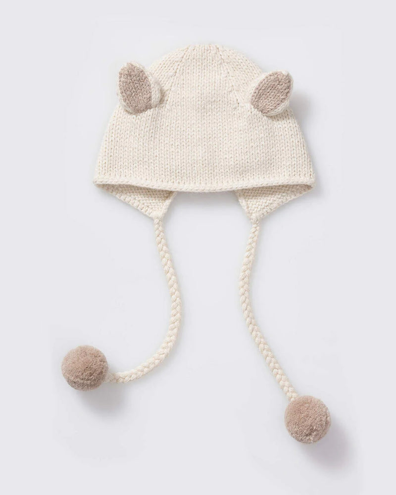 Alicia Adams Alpaca Bunny Hat, alpaca baby clothes, baby alpaca hat, alpaca clothing kids, alpaca winter hats, ivory and taupe alpaca baby hat