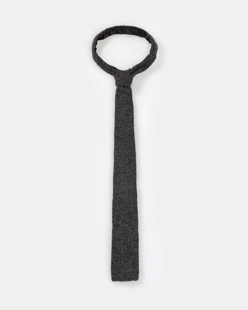 alicia adams alpaca mens square knitted tie, alpaca tie, alpaca clothing, alpaca accessories, alpaca clothing mens, alpaca vs cashmere, charcoal alpaca tie