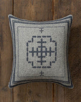 Alicia Adams Alpaca Mazing Accent Pillow, alpaca tribal pillow, alpaca indian pillow, alpaca bed pillow, light grey and navy blue bicolor alpaca accent pillow