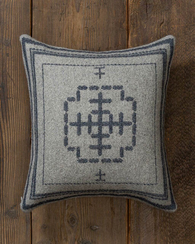 Alicia Adams Alpaca Mazing Accent Pillow, alpaca tribal pillow, alpaca indian pillow, alpaca bed pillow, light grey and navy blue bicolor alpaca accent pillow