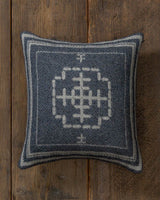 Alicia Adams Alpaca Mazing Accent Pillow, alpaca tribal pillow, alpaca indian pillow, alpaca bed pillow, light grey and navy blue bicolor alpaca accent pillow