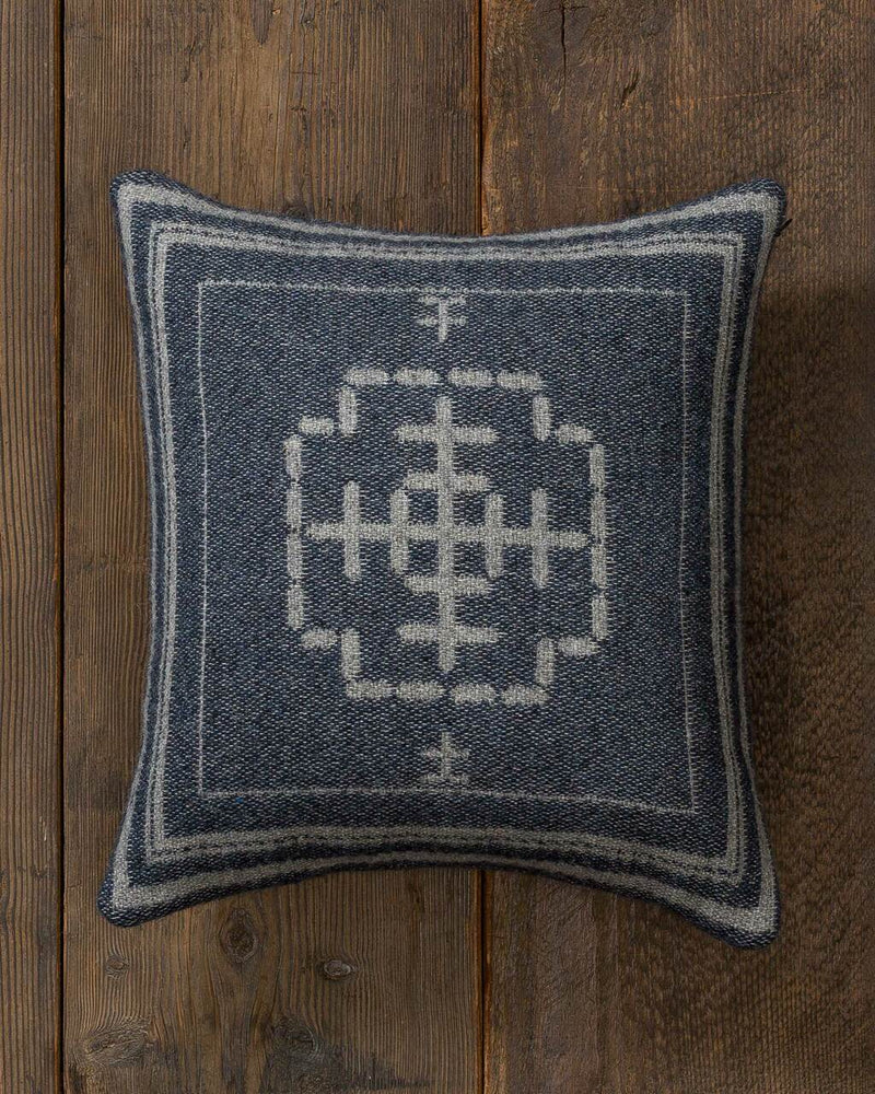 Alicia Adams Alpaca Mazing Accent Pillow, alpaca tribal pillow, alpaca indian pillow, alpaca bed pillow, light grey and navy blue bicolor alpaca accent pillow