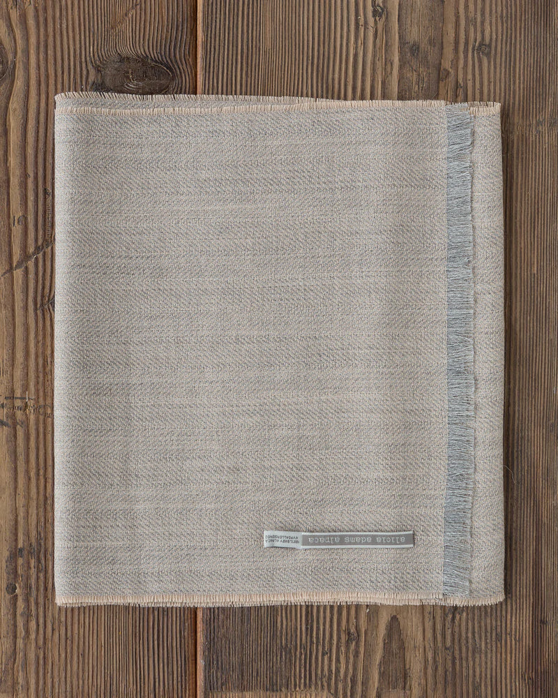 alicia adams alpaca whisper scarf, baby alpaca scarf, alpaca scarf for women, alpaca scarf,  alpaca scarf peru, lightweight scarf, beige and light grey alpaca scarf