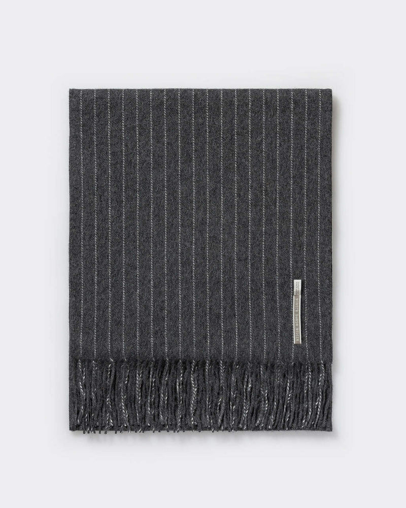Alicia Adams Alpaca Pinstripe scarf, 100 baby alpaca scarf peru, alpaca scarf, baby alpaca wool scarf, alpaca wool scarf, charcoal and ivory alpaca scarf