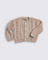 Alicia Adams Alpaca Favorite Cardigan, alpaca sweater for children, kids alpaca cardigan, cable knit childrens sweater, light taupe alpaca cardigan