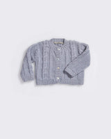 Alicia Adams Alpaca Favorite Cardigan, alpaca sweater for children, kids alpaca cardigan, cable knit childrens sweater, chambray blue alpaca cardigan