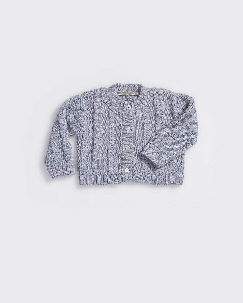 Alicia Adams Alpaca Favorite Cardigan, alpaca sweater for children, kids alpaca cardigan, cable knit childrens sweater, chambray blue alpaca cardigan