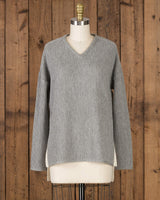 Alicia Adams Alpaca Zoe Womens Alpaca Sweater, alpaca boyfriend sweater, womens oversized sweater, loose fit sweater, light grey-ivory alpaca sweater