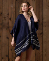 Alicia Adams Albaca sail kimono, womens alpaca kimono, alpaca kimono, womens kimono cardigan, 100 alpaca kimono, navy and ivory sail kimono